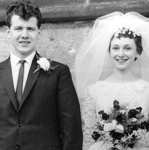 Black and white photograph of bride and groom, Uttoxeter 1960s