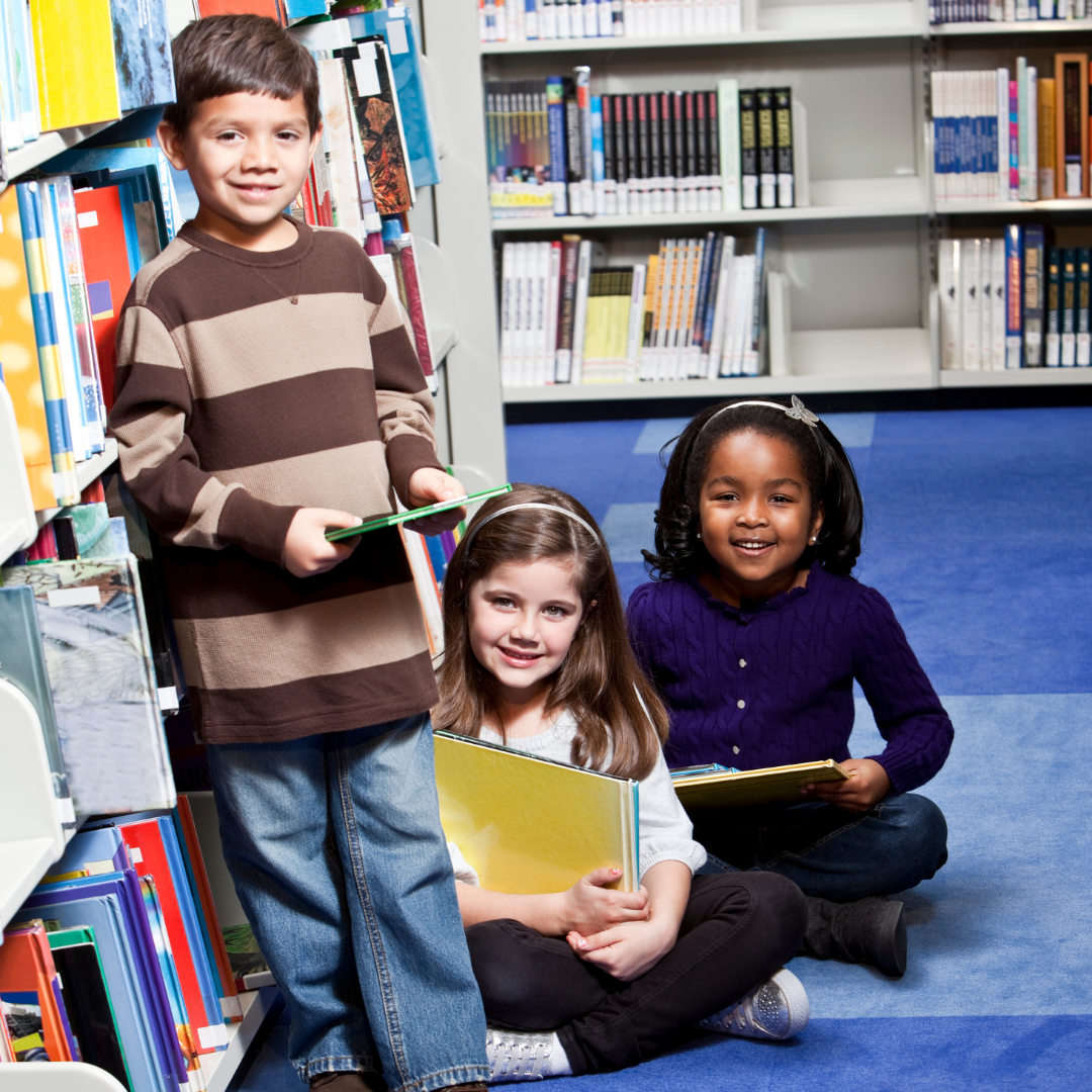 Group of children in a library