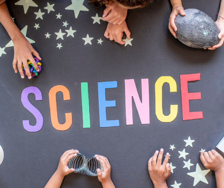 The word 'Science' in big colourful letters