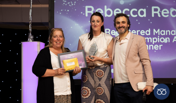 Rebecca Redfern accepting the award for Registered Manager Dignity Champion at the Staffordshire Dignity in Care Awards