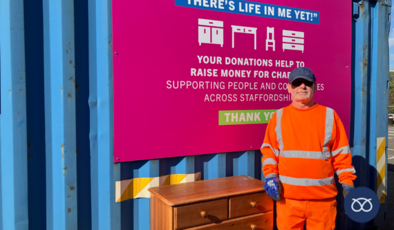 member of recycling staff at Household Waste Recycling Centre