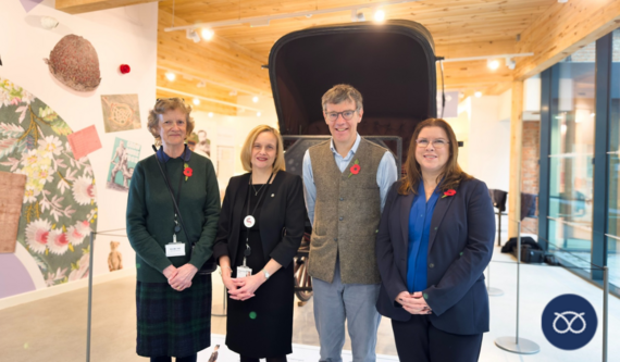 Mithra Tonking, Jo Terry Head of Archives & Heritage at Staffordshire County Council, Julian Glover and Cllr Victoria Wilson