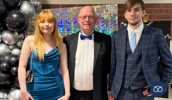 Care leavers Ethan and Fran with Councillor Mark Sutton at the Care Leavers Prom