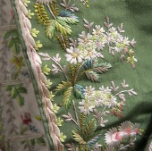 Detail of floral embroidery on gentleman's silk coat, date around 1800