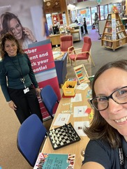 Community Learning staff at Perton Library with games and activities