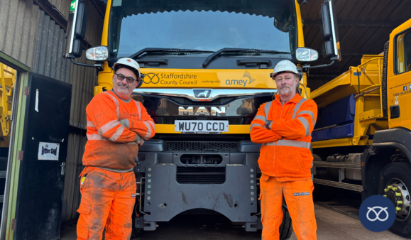 photo of gritting crew members smiling at camera