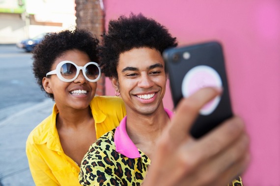two young people taking a selfie