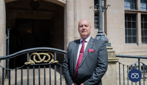 leader ian cooper outside county buildings