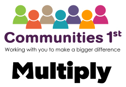 Communities 1st logo plus Multiply logo