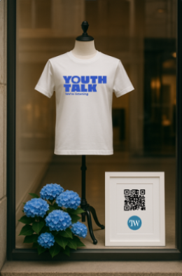 Youth Talk t-shirt in shop window