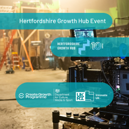 Create Growth programme event promo image with film studio in the backbround