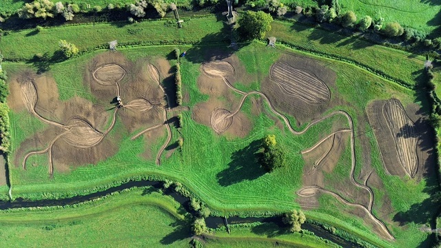 An aerial view of the wetlands area being created