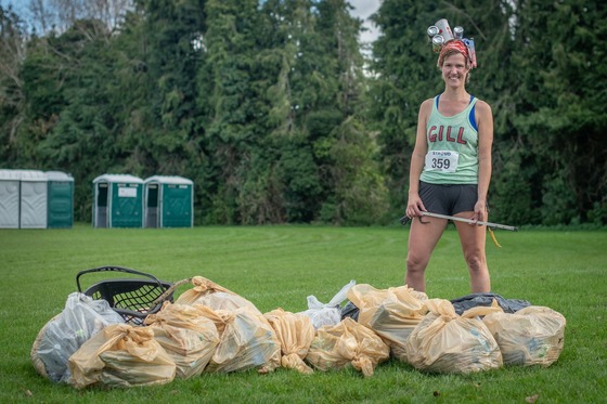 Gill Thomas collected more than 1,300 pieces of rubbish