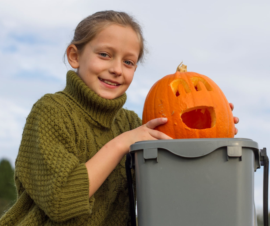 Dispose of pumpkins in food waste caddies