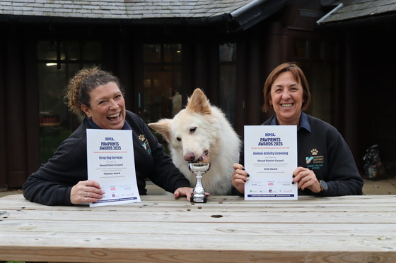 SDC animal welfare officers and Vera with RSPCA Paw Prints awards