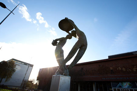 Statue outside Potteries Museum