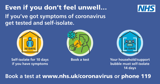 Even if you don't feel unwell book a test coronavirus