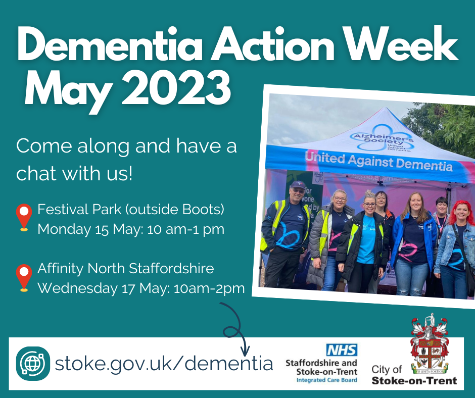 This is an image promoting Dementia Action Week events in Etruria and Talke