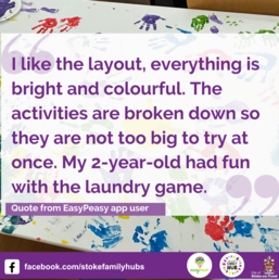 I like the layout, everything is bright and colourful. The activities are broken down so they are not too big to try at once. My 2-year-old had fun