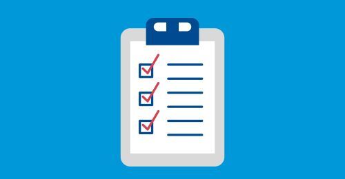 Abstract image of a document on a clipboard with points ticketed off.