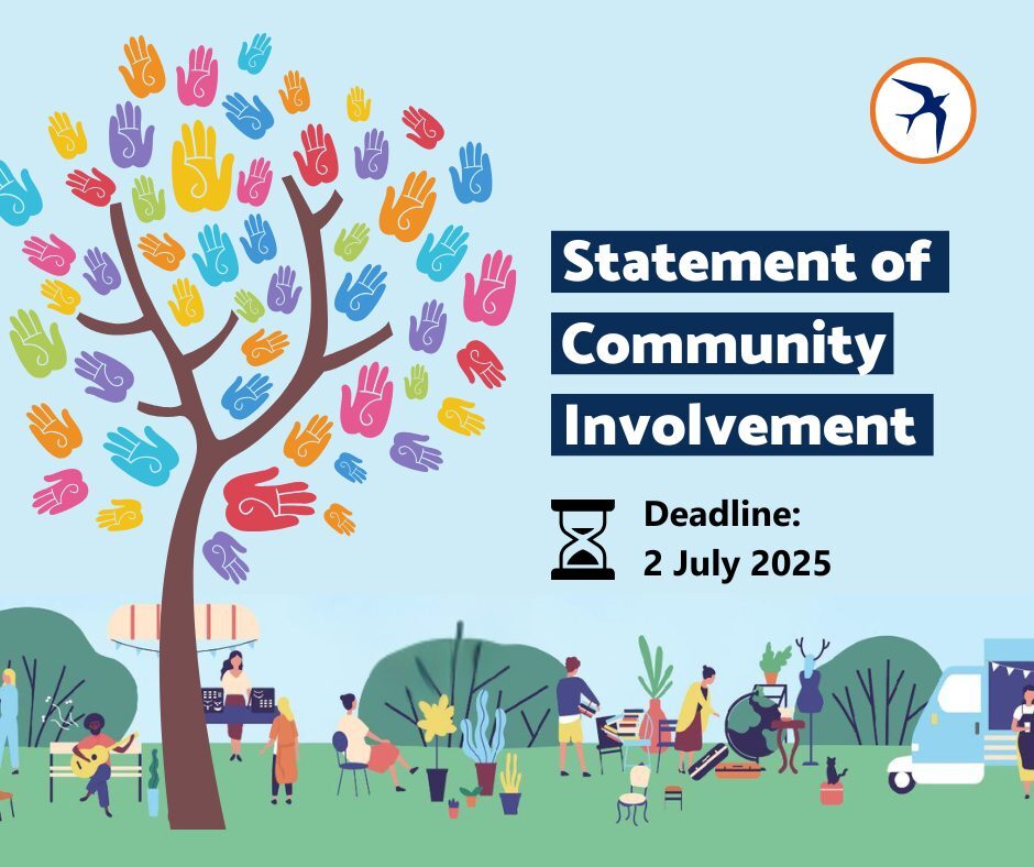Abstract image of a tree and the words 'Statement of Community Involvement. Deadline: 2 July 2025.'