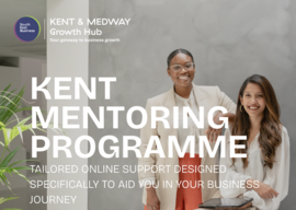 The Kent and Medway Growth Hub logo and two women smiling