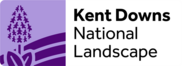 Kent Downs National Landscape logo which shows an abstract image of a flower.