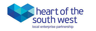 Heart of the South West Local Enterprise Partnership logo in blue