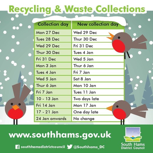 South Hams Christmas Waste Calendar 2022