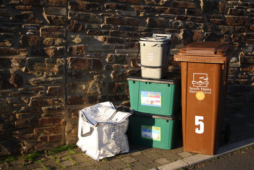 South Hams Waste Recycling bins rubbish