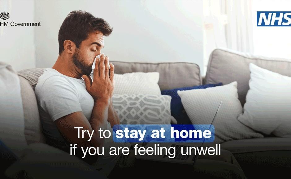 NHS advice illness sneeze cough stay home unwell