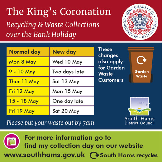 King's Coronation Waste Calendar.