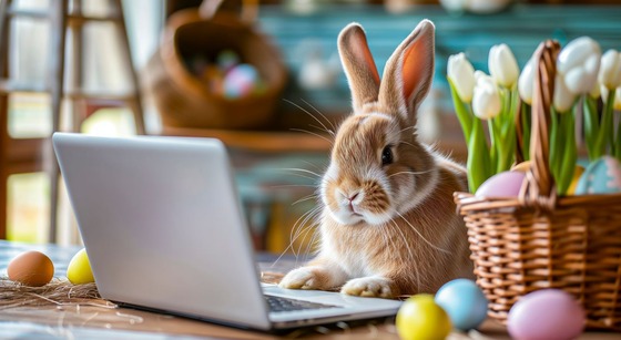 bunny on laptop