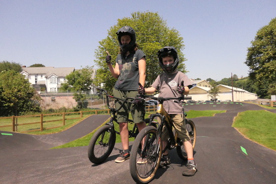 Young people pictured at the new Kingsbridge pump track