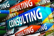 Multi-coloured graphic captioned 'consulting'.