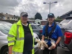 Cllr Dewhirst and enforcement officer after river shellfish inspection