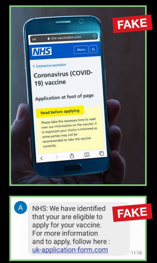 Examples of fake vaccination messages