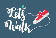 Let's walk logo - image of a training show against a blue background