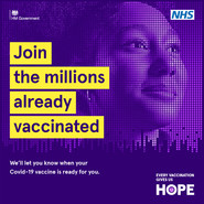 Join the millions already vaccinated.  We'll let you know when your covid-19 vaccination is ready for you.   Each vaccination gives us hope.