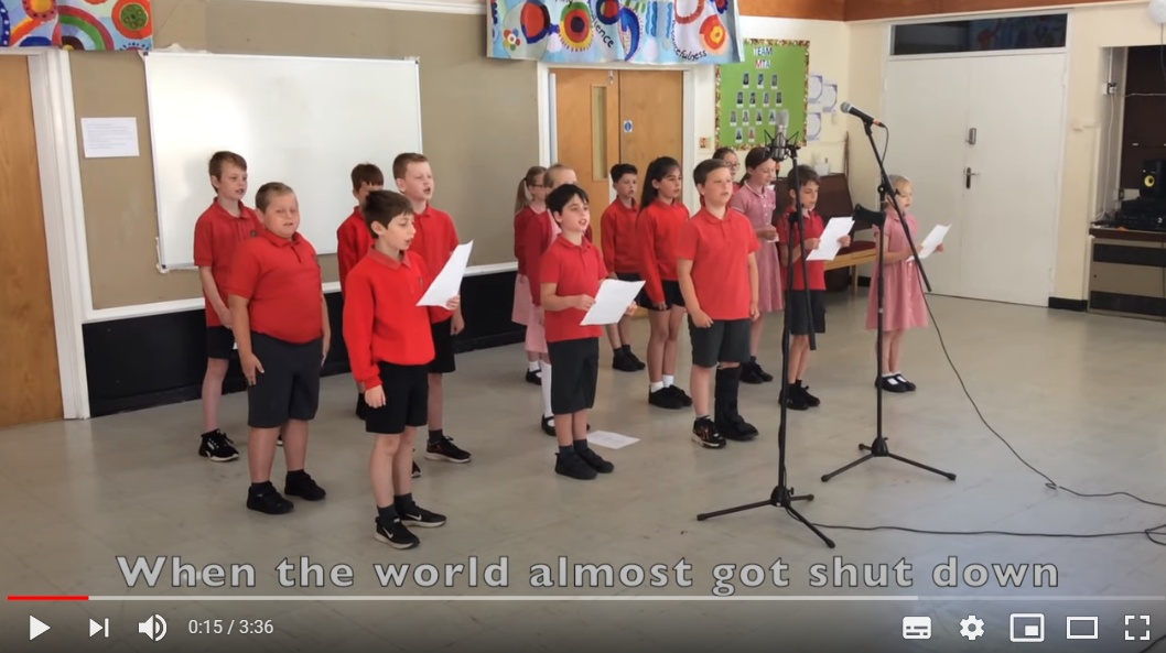 Children from Year 4 Hazledon singing their thank you NHS song