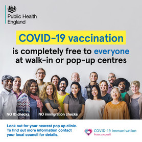 Covid vaccination is completely free to everyone at a drop in or pop-up centres