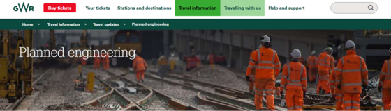 GWR web header for maintenance work