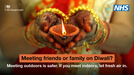 Meeting friends or family on Diwali?  Meeting outdoors is safer.  If you meet indoors, let fresh air in
