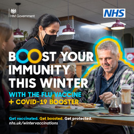 Boost y9ur immunity tyhis winter with the flu vaccine +Covid-19 booster.  Get vaccinated, get boosted. Get protected