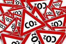 Warning triangles with CO2 written on them