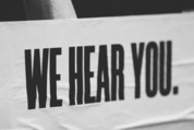 Banner saying we hear you