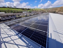 Image of roof of Broadmeadow Sports Centre showing solar panels