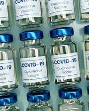 Bottles saying Covid- 19 Coronavirus vaccines