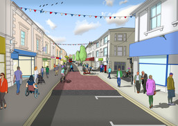 Artist impression of Queen Street in Newton Abbot after proposed changes are made
