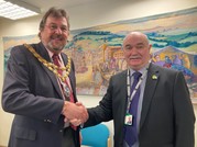 Outgoing Council Chair Cllr Colin Parker and new Council Chair Cllr John Nuttall